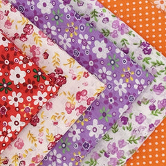 12pcs Rainbow Series Cotton Patchwork Fabric Flowers Precut Different Pattern