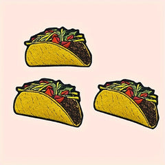 3pcs Taco Morale Patches Embroidered Applique Fastener Hook & Loop Emblem