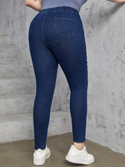 Solid High Rise Stretch Skinny Jeans