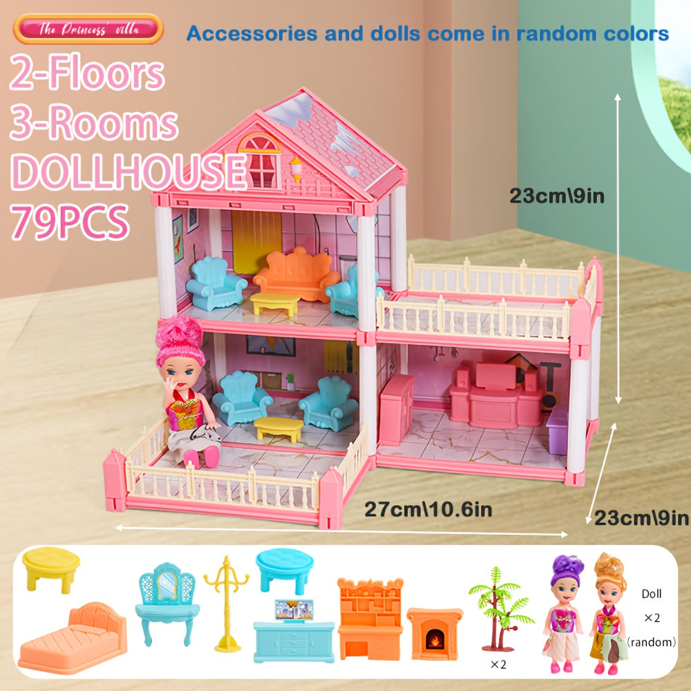 4-Layer Dollhouse Toy Set for Girls - Large Villa DIY Building Kit