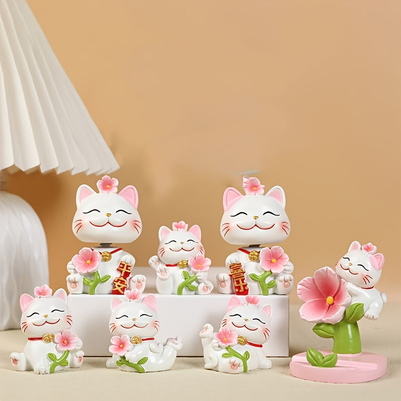 Lucky Cat Model Decoration Small Ornament Home Decor Desktop Display Toy