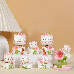 Lucky Cat Model Decoration Small Ornament Home Decor Desktop Display Toy