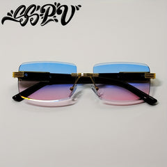 Rimless Square Gradient Sunglasses for Men and Women