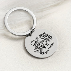 Best Teacher Pendant Necklace & Key Chains Set for Kids - Teacher's Gift