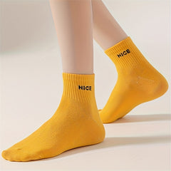 10 Pairs Letter Print Sports Short Socks Women's Stockings