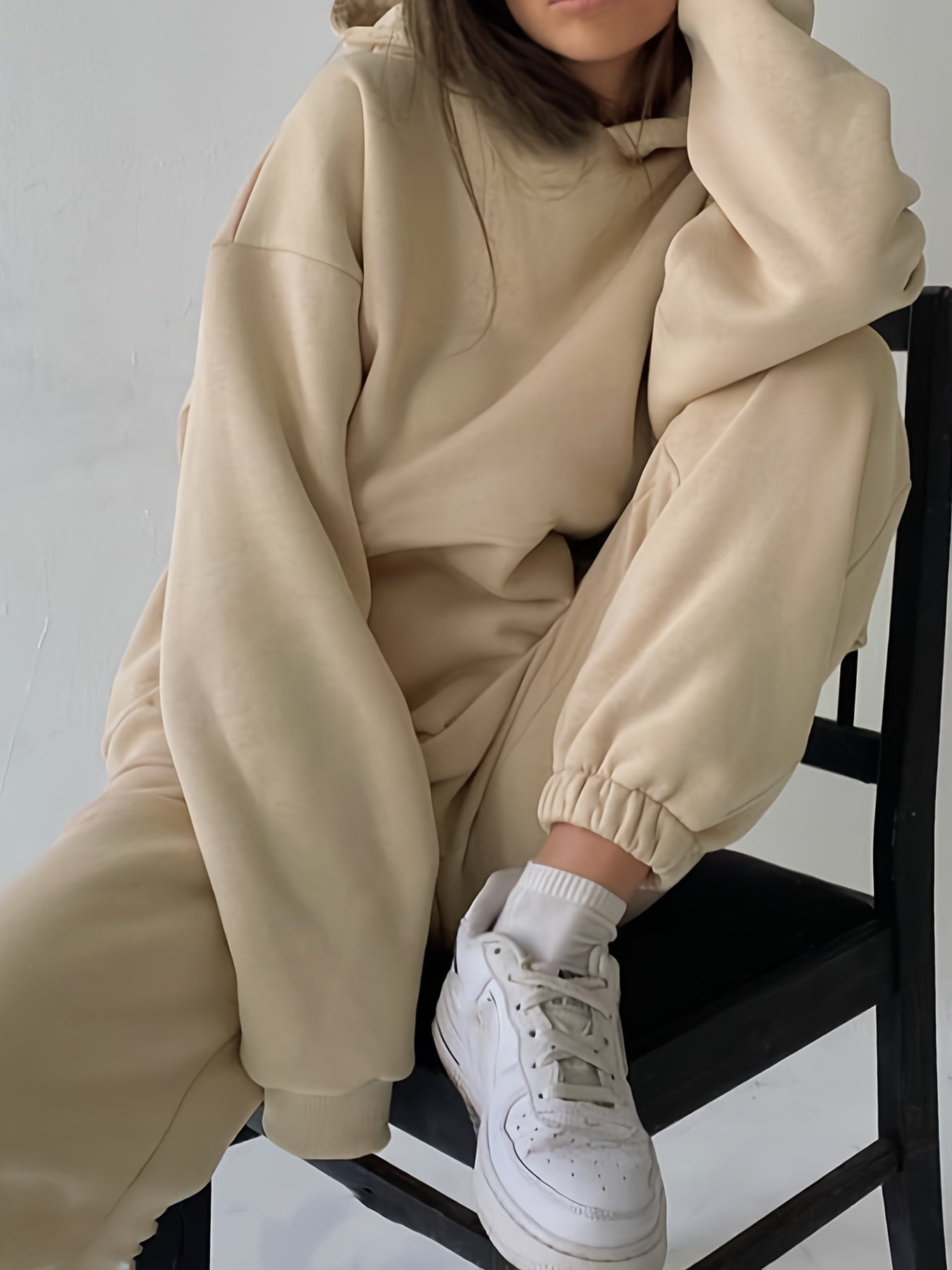 Solid Long Sleeve Hoodie & Joggers Set