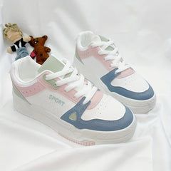 Women's Platform Skate Shoes Low Top Lace-Up Sneakers