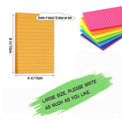 6pcs 10 4 6in Sticky Notes 50 Sheets Large Size Horizontal Lines 6 Colors