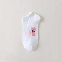 Women's Kitty Ankle Socks, 5 Pairs