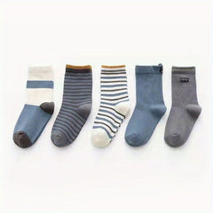 Boys Robot Pattern Striped Crew Socks for Autumn Winter