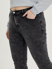 Casual Jeans Women's High Stretch Tapered Leg Washed Jeans