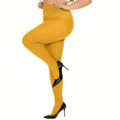 Basic Tights Women's Plus Solid Tummy Control High Waisted Pantyhose