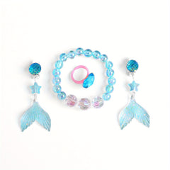 Little Mermaid Jewelry Set: Earrings, Ring & Bracelet x4