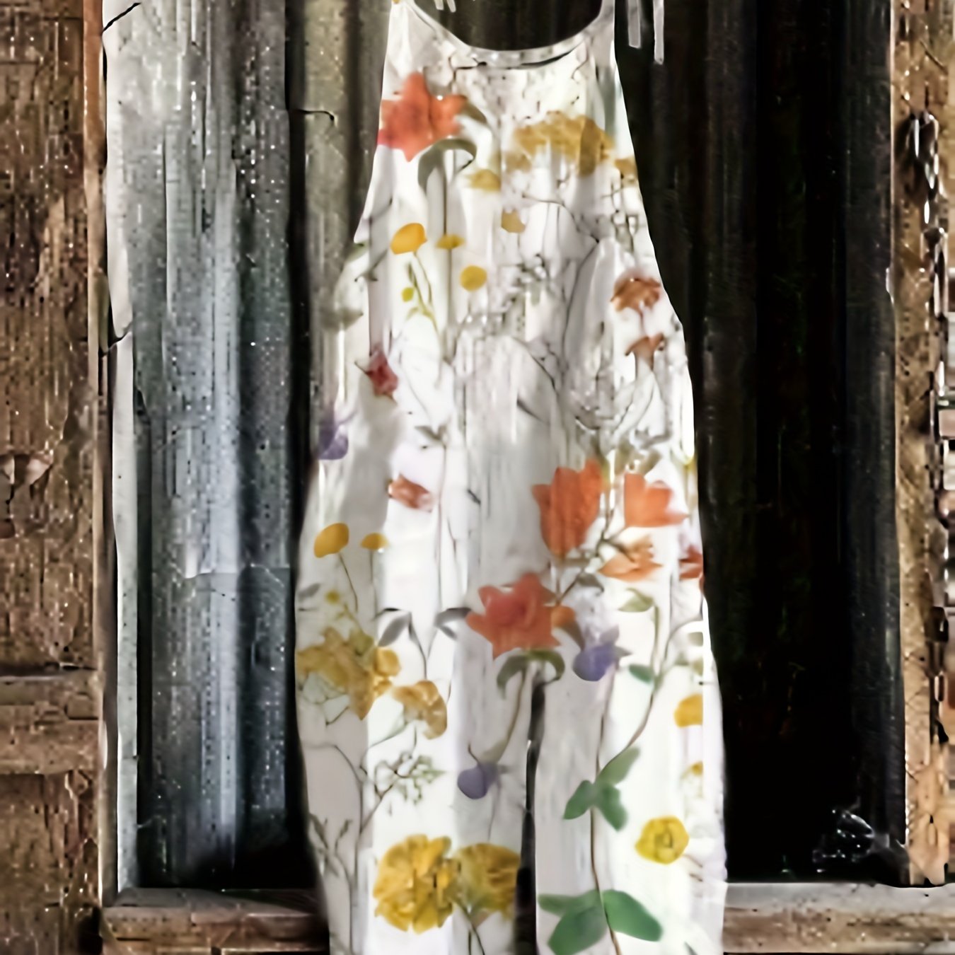 Floral Print Tie Shoulder Jumpsuit