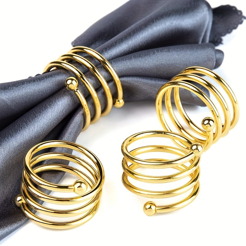 4pcs Golden Napkin Ring Round Napkin Holder For Wedding Dinner Table