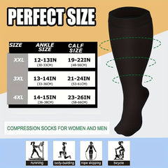 3 Pairs Plus Size Compression Socks 15-20 mmHg Circulation Support