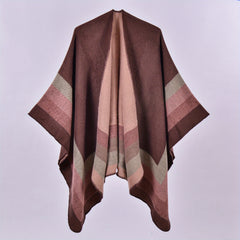 Vintage Cashmere Stripe Jacquard Large Shawl Warm Cape Scarf Blanket