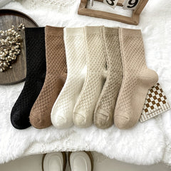 6 Pairs Argyle Pattern Socks Women's Mid Tube Stockings