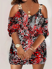 Leopard Print Cold Shoulder Mini Dress