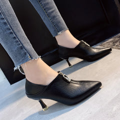 Zip Decor Point Toe High Heel Pumps