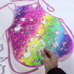 15pcs Kids Chef Set Apron Gloves Hat Pink Accessories Baking Tools