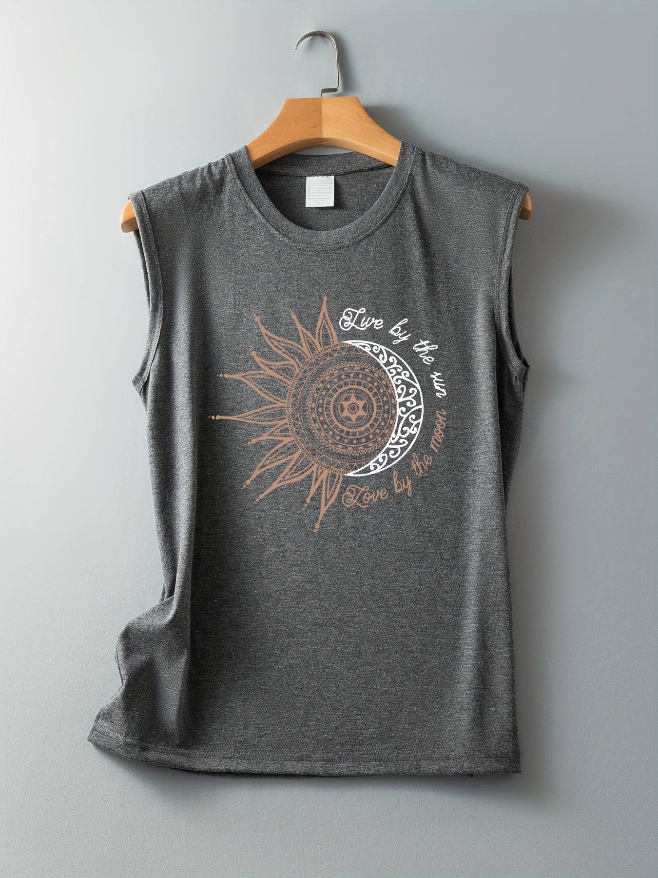 Moon & Sun Print Sleeveless Tank Top for Women