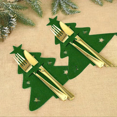 4pcs Christmas Tree Cutlery Holder Felt Fork Spoon Bag