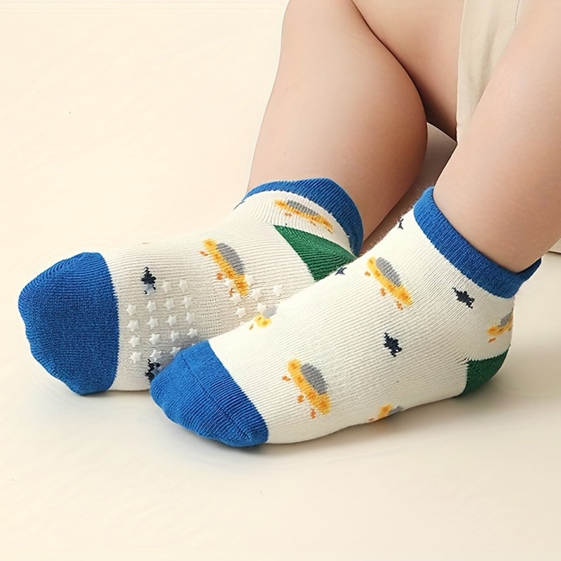 12 Pairs Boys Cartoon Knit Cotton Socks Soft Non-Slip Ankle Socks
