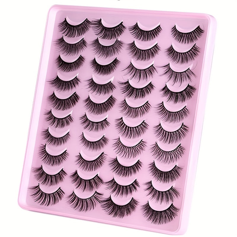20 Mixed False Lashes Natural Thick Eyelashes Simulated Fiber Messy Slender