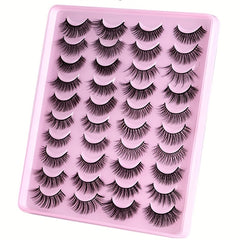 20 Mixed False Lashes Natural Thick Eyelashes Simulated Fiber Messy Slender