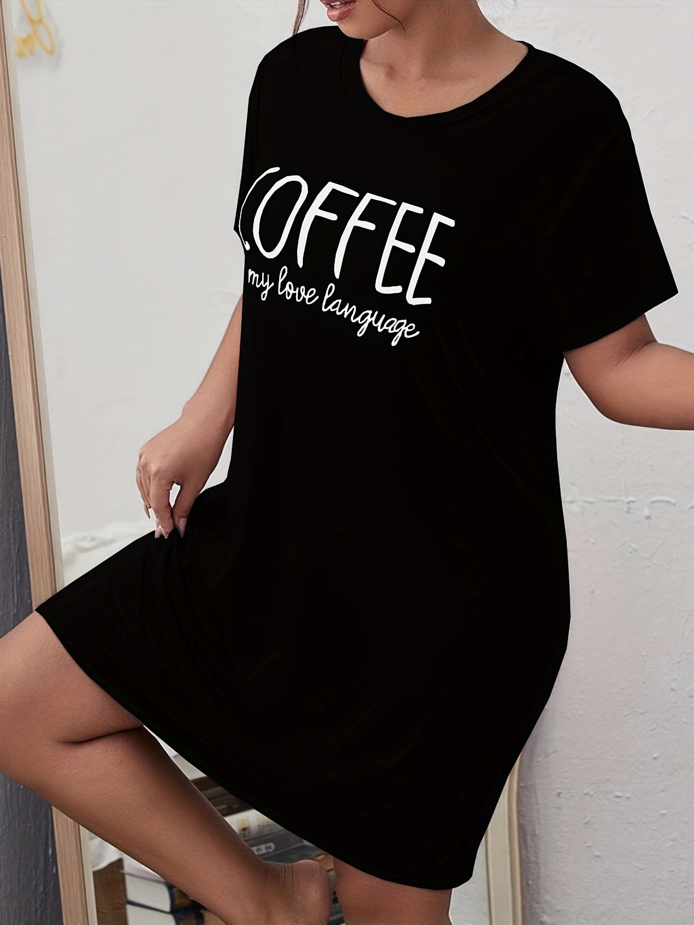 Casual Loungewear Women's Plus Letter Print Nightdress