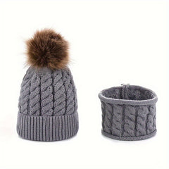 Baby Knitted Hat & Neck Warmer Set for 0-4 Years