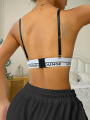 Letter Print Wireless Bra Comfy & Breathable Plunge Bra