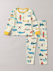 Kids 2pcs Airplane Print Pajama Set