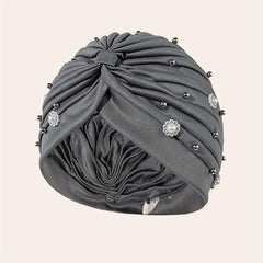 Faux Pearl Beads Hair Wraps Turban Head Scarf Beanie Cap