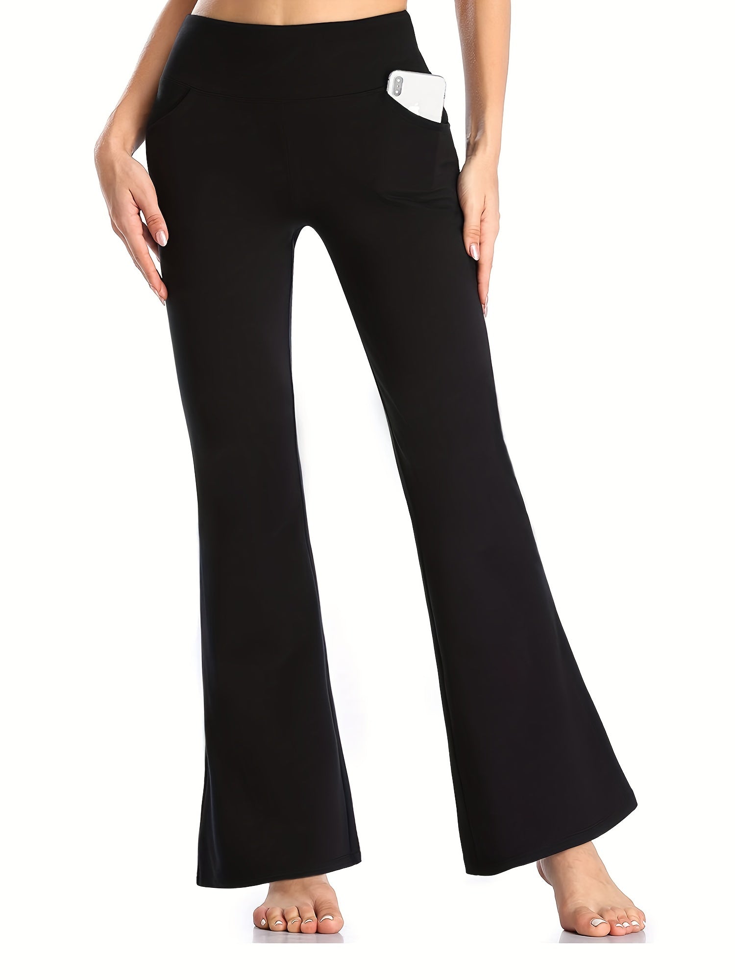 High Waist Bell Bottom Pants Stretchy Slim Fitting Yoga Fitness Dance Flared