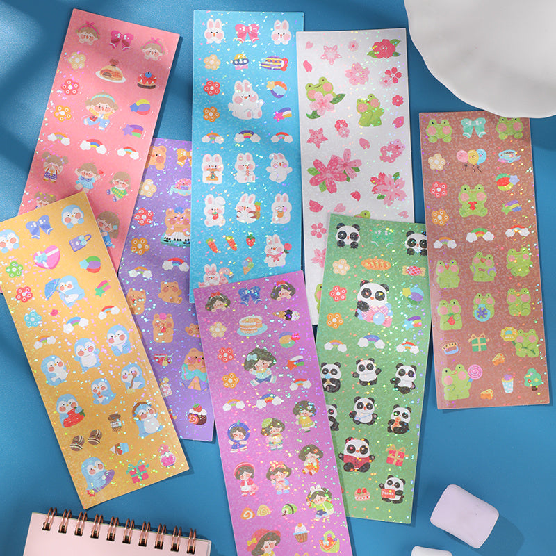 Cute Cartoon Animals Ribbon Sticker Set
