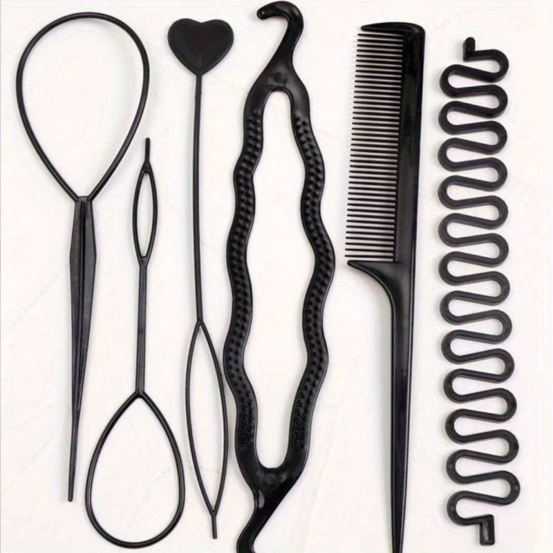 6pcs Hair Styling Tool Set Hair Braider Comb Hairpins Accessories