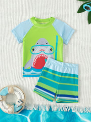 Kids Sunscreen Swimsuit Set Quick Drying Cartoon Graphic Swimwear