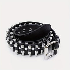 Punk Rivet Bullet Belt Y2K PU Leather Waistband Unisex Pants Jeans Belt