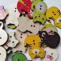 Cat Shape Wooden Sewing Button 2 hole Scrapbooking Embellishments