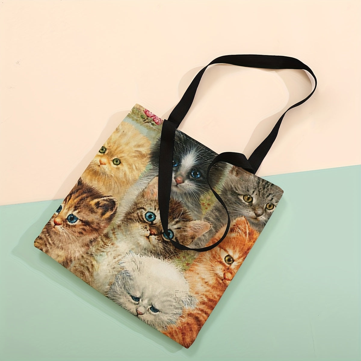 Cat Print Tote Bag Large Travel Beach Shoulder Bag