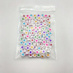 150pcs 7mm Heart Acrylic Spacer Beads Love Bracelet Necklace Making Jewelry Diy