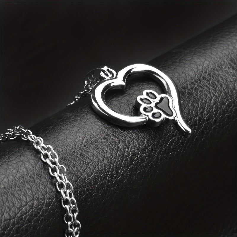 Dog Paw Print Necklace Heart Pet Memorial Gift