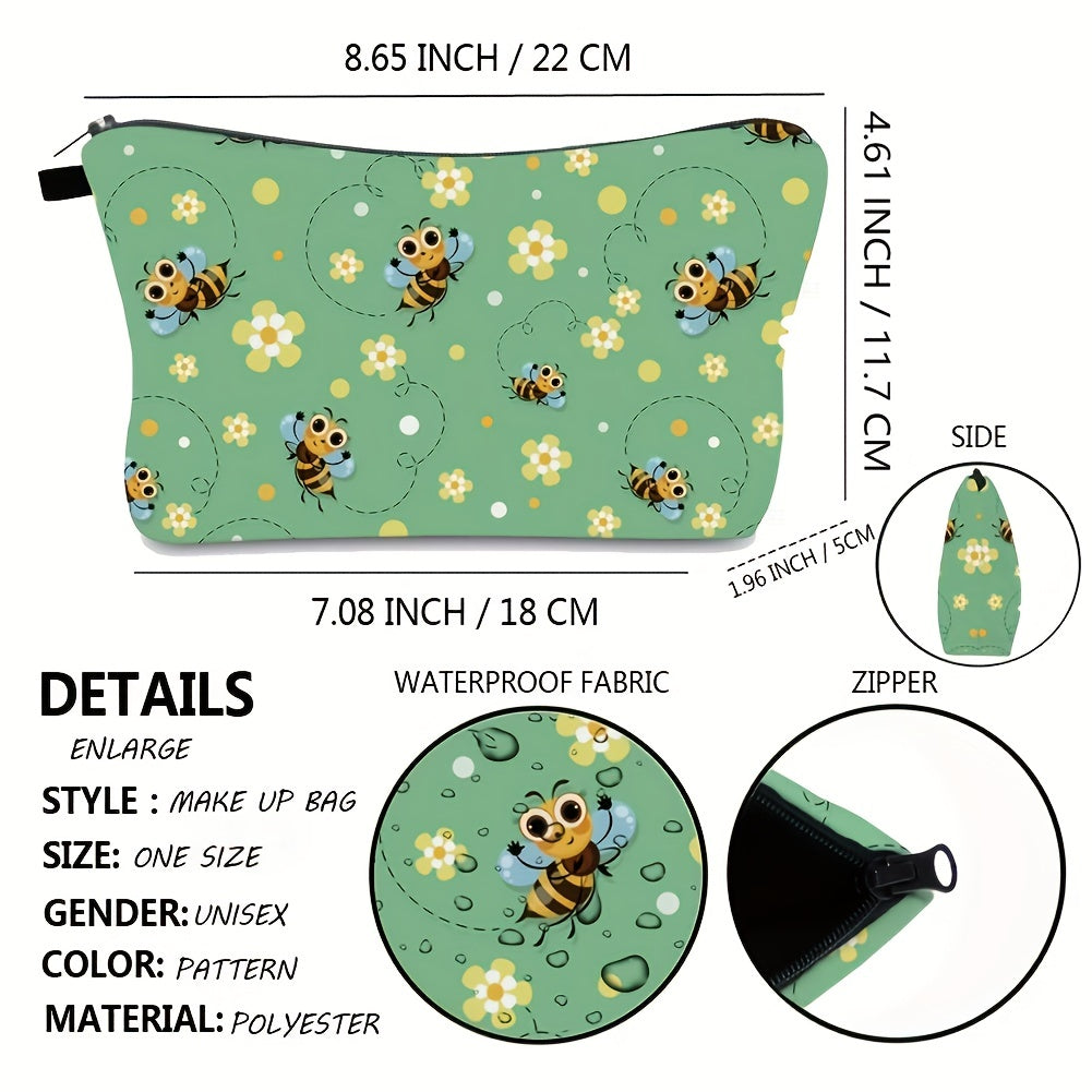 Flower Bee Print Cosmetic Bag for Women