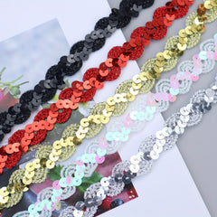 2 Yards Sequined Glittering Trim Ribbon Rope Braid For Craft DIY