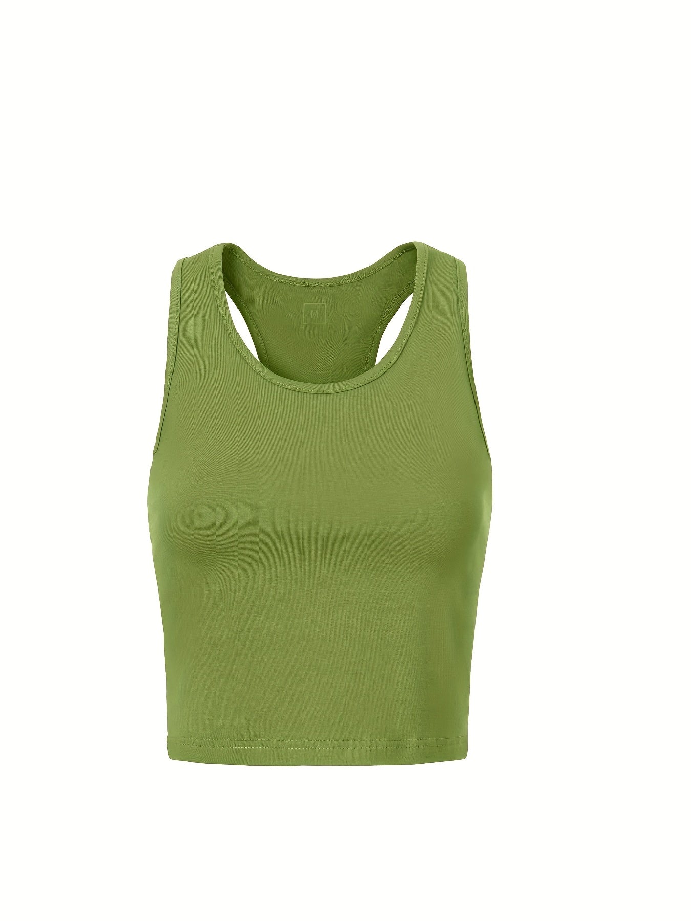 Solid Crew Neck Tank Top Sleeveless Racerback Top for Summer