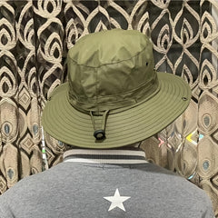 Waterproof Bucket Hat for Men Solid Big Brim Fishing Cap Outdoor