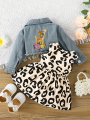 2pcs Baby Girls Dress & Denim Jacket Set