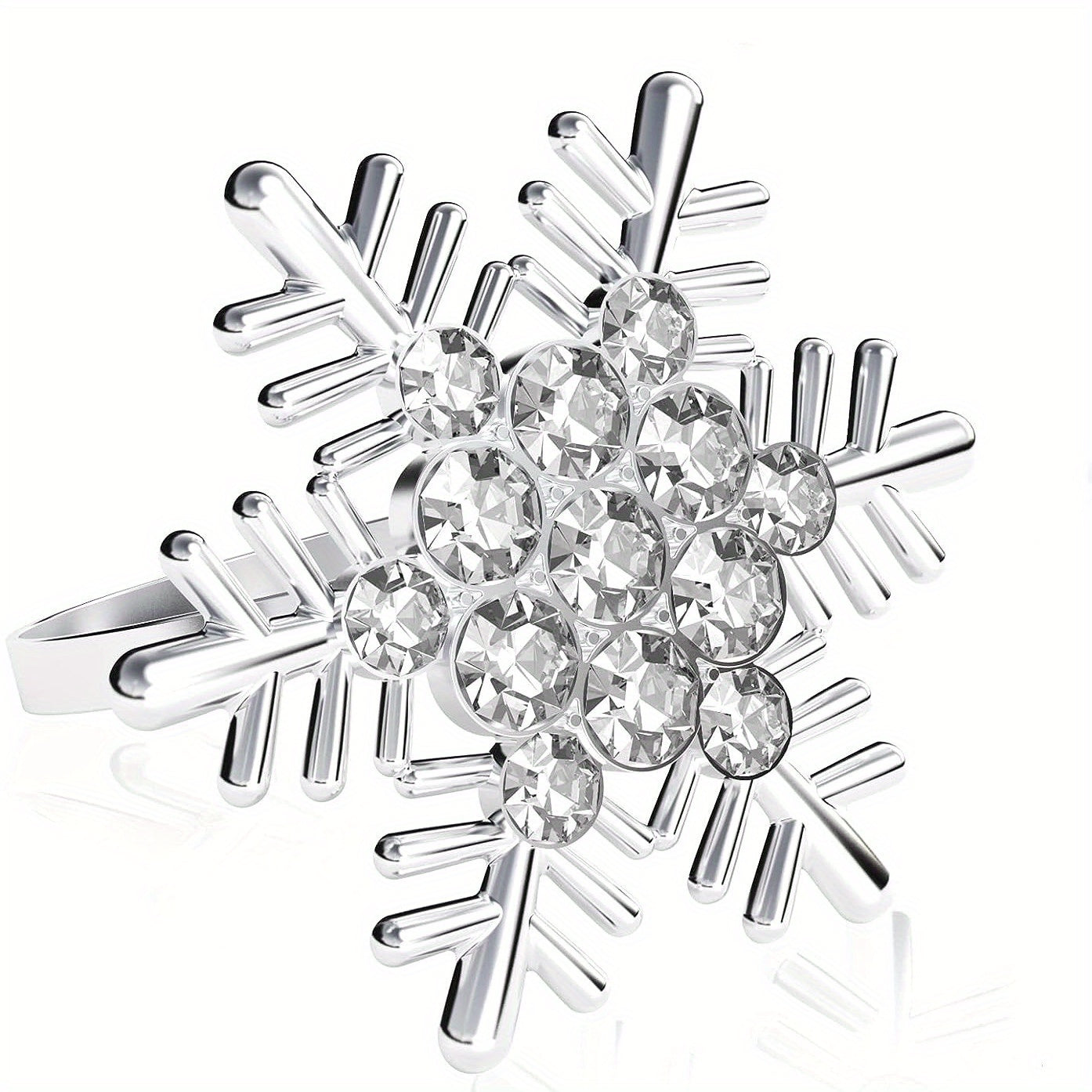 Snowflake Napkin Rings Set of 20 Polished Metal Buckles Hollow Carved Christmas